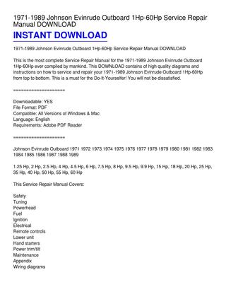 Evinrude 55 hp service manual download honda